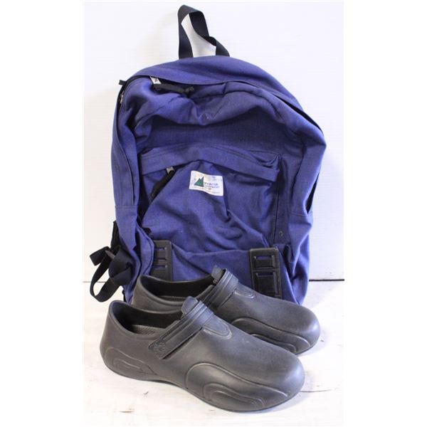 MEC BACKPACK, SIZE 12 DAWG SHOES