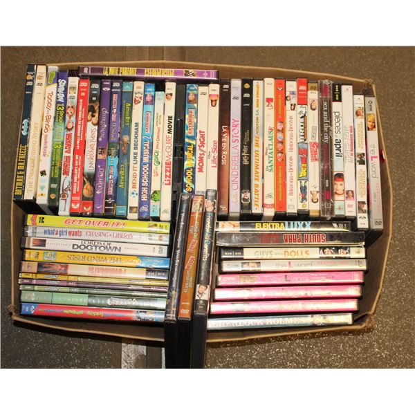 BOX OF 50 ASSORTED DVDS