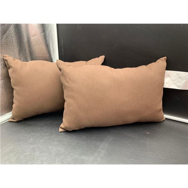 Lot of 2 Canvas Throw Pillows-Brown