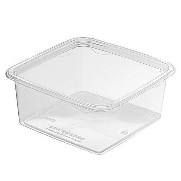 FKGS64 Plastic 6" 4-Comp Clear Square Container - 150 Count