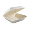 Image 1 : Hy-Pax Sugar Cane & Bamboo Large Clamshell 9" x 9" x 2.5"  200 COunt Microwave & Freezer Safe - Biod