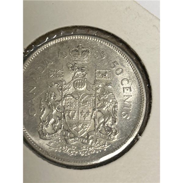 Canada Vintage 1966 Silver Half Dollar Coin