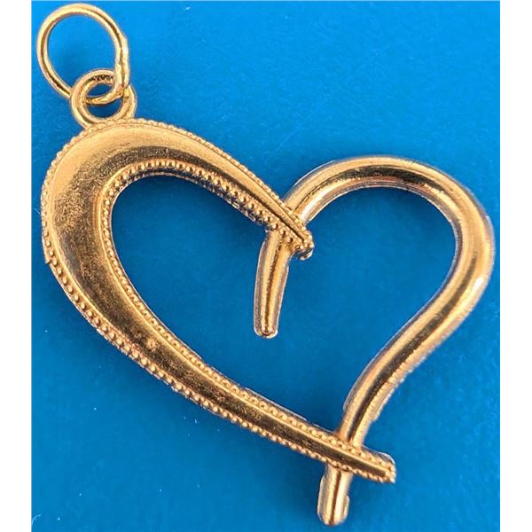 14K Yellow Gold 0.72G Heart Pendant, Suggested Retail Value $300