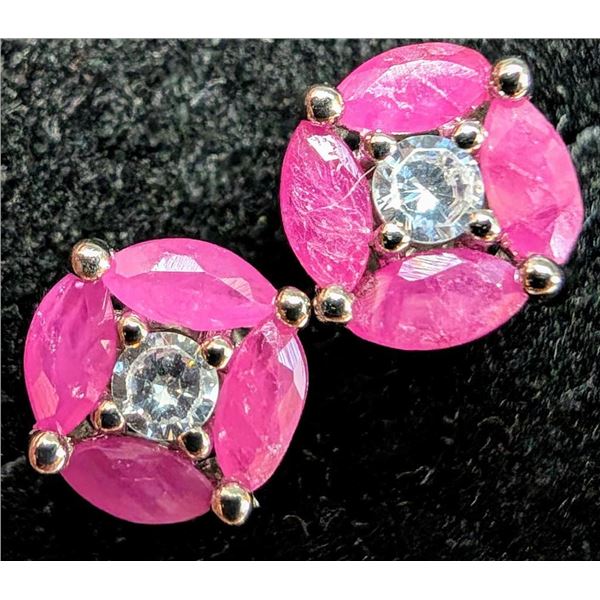 Silver Ruby 1Ct Earrings, Suggested Retail Value $120