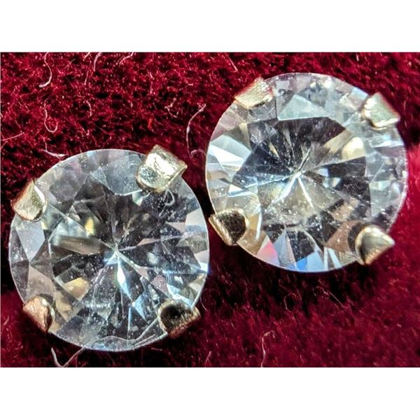 14K Yellow Gold White Sapphire 0.8Ct Earrings, Made in Canada, Suggested Retail Value $400