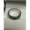 Image 2 : Sterling Silver & Jade Enamel Dress Ring NEW in gift box