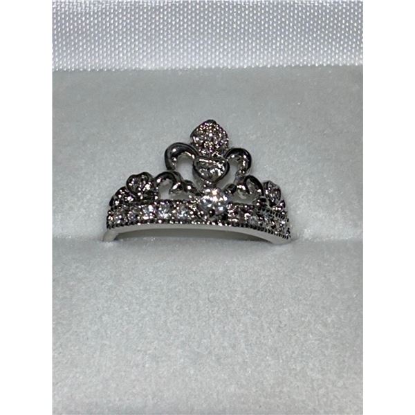 Sterling Silver Raised Crown Dress Ring NEW in gift box