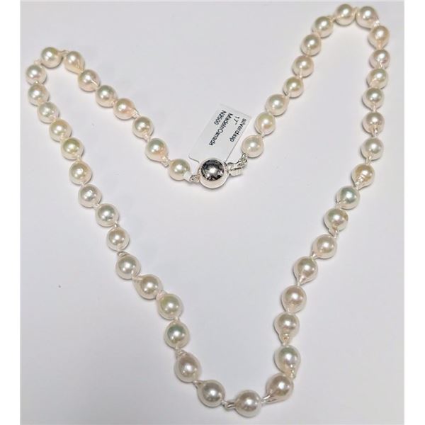 Silver Natural Cultured Pearl 6.5-7Mm 17" Necklace (~length 0 inches), Suggested Retail Value $500