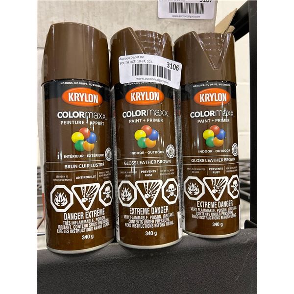 3 Pack Krylon Indoor Outdoor Paint Gloss Leather Brown