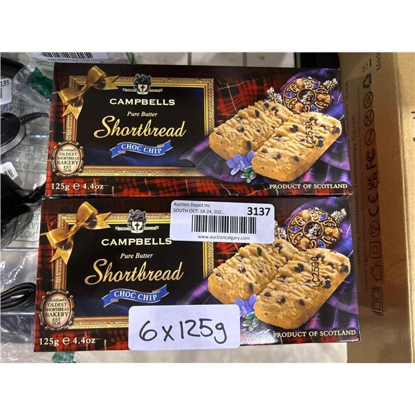 Campbells Pure Butter Shortbread Choc chip 6x125g