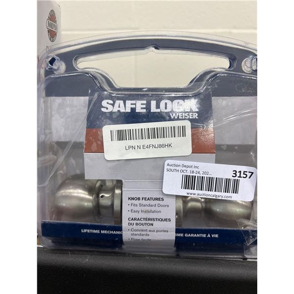 Weiser Safe Lock Brushed Steel Door Handle