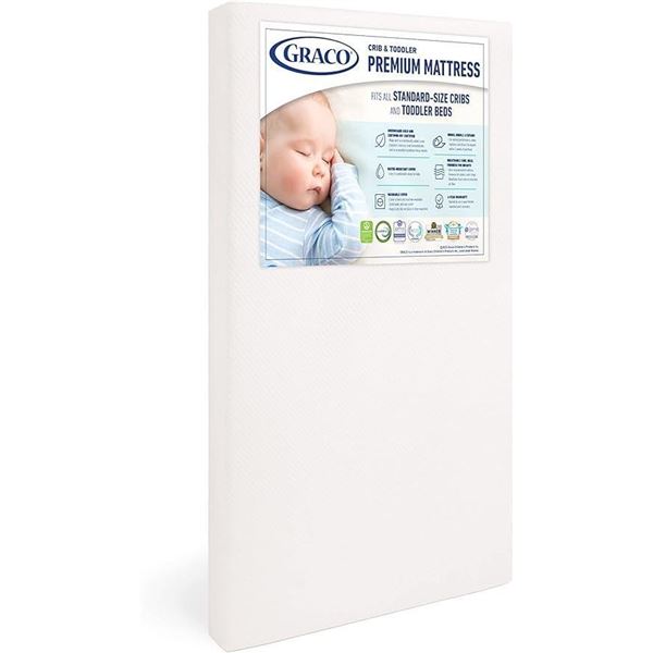 Graco Premium Foam Crib & Toddler Mattress – GREENGUARD Gold and CertiPUR-US Certified, 100
