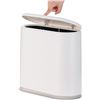 Image 1 : Plastic Trash Can with Press Top Lid for Bathroom White Narrow Dog Proof Garbage Can Toilet Waste Ba