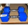 Image 2 : Dumbbells Set Hex Rubber Dumbbells with Metal Ergonomic Handles for Home Gym 18LBS EACH