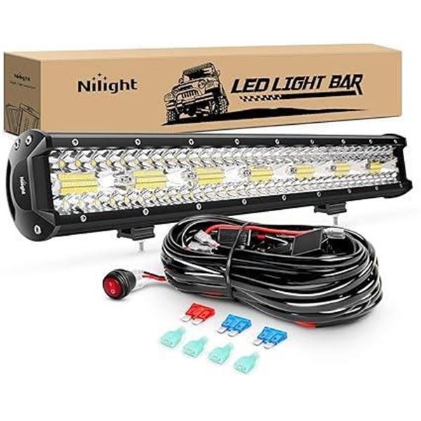 Nilight ZH409 20 Inch 420W Triple Row Flood Spot Combo 42000LM LED Light Bar with Heavy Duty Off-Roa