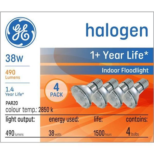 GE Soft White 38W Halogen Indoor Floodlight PAR20 Light Bulbs (4-Pack) Lot of 3