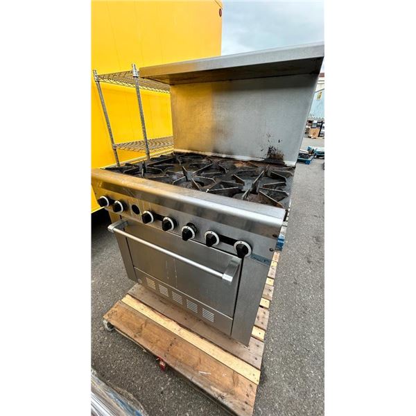 US Range Commercial Gas Single Door Range with 6 Burner Up & Backsplash