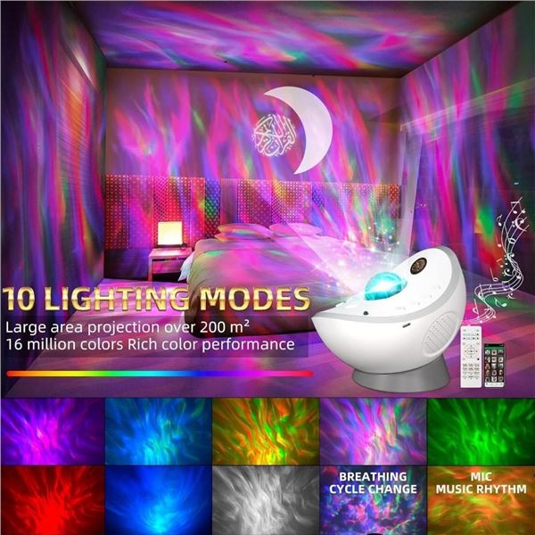 Equantu Quran Galaxy Night Speaker - Galaxy Night Light Quran Speaker - Quran Moon Projector Night L