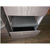 Image 3 : Gray Woodgrain Freestanding Cabinet with 2 Drawers, 1 Large Cupboard -  29Wx20Dx83T