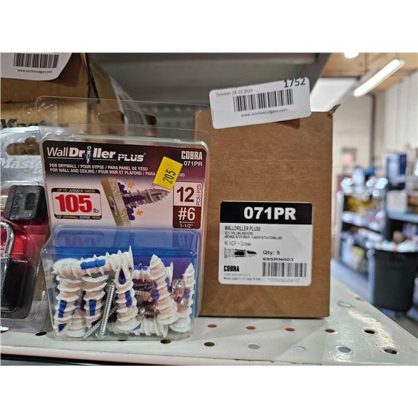 COBRA ANCHORS Wall Driller Plus anchors 6 including screws 5x12pc