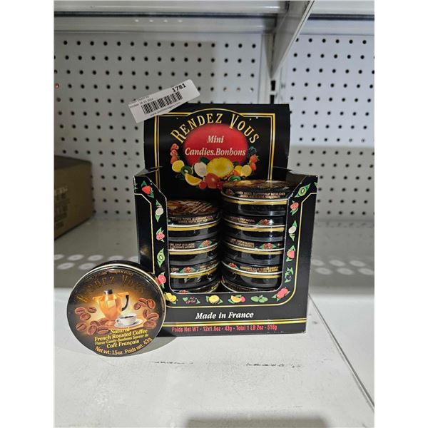Rendez Vous Mini Natural French Roasted Coffee Candies 12x43g Tins