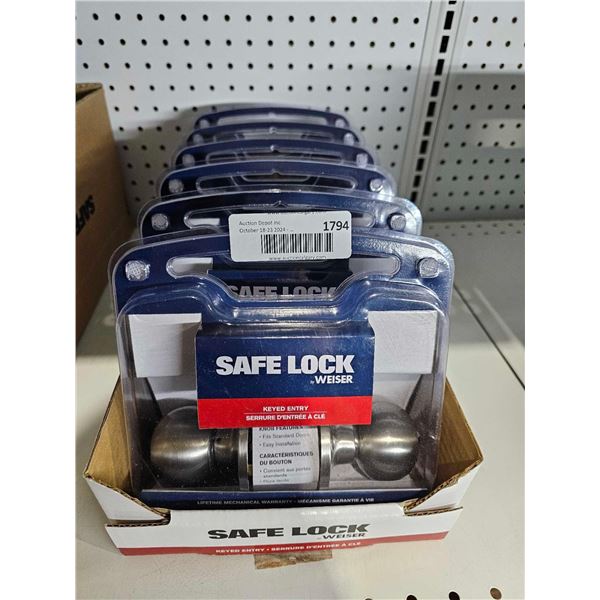 Safelock by Weiser Keyed Entry Door Handles Lot of 6