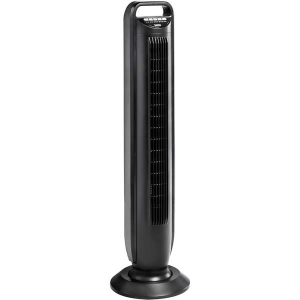 Seville Classics UltraSlimline Indoor Bladeless Oscillating Tower Fan Quiet Cooling LED Display Spac