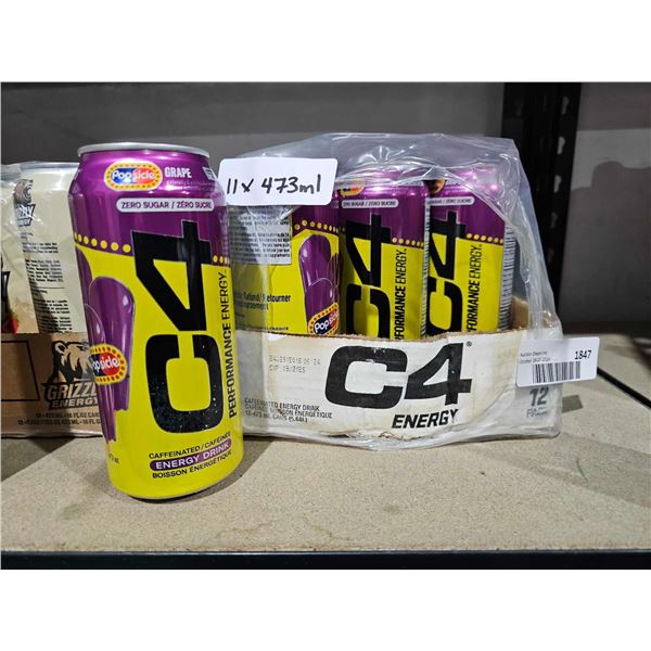 C4 Zero Sugar Popsicle Grape Caffeinated Energy Drink (11 x 473ml)