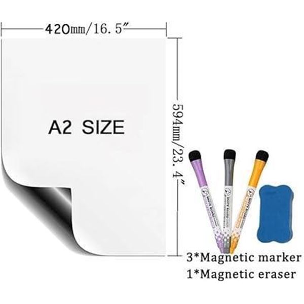 Whiteboard A2 Size Whiteboard Magnetic Soft Stickers Large White Board Message Writing Drawing Offic