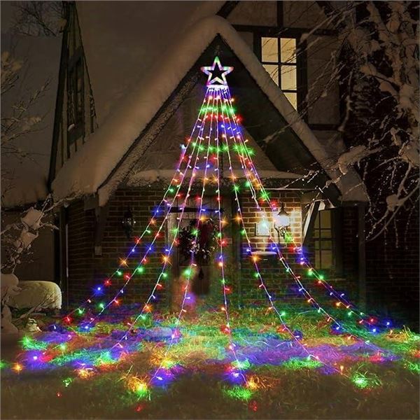 Christmas Lights, 317 LED Outdoor Christmas Decorations Lights with 12" Topper Star,  Outside Christ