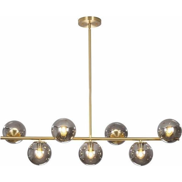 KCO Lighting Mid Century Modern Globe Sputnik Chandelier Gold Brass Linear Pendant Hanging Light Fix