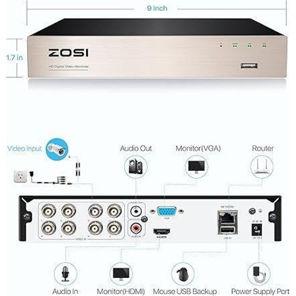 Zosi HD Digital Video Recorder 1AR-08VNA10-US