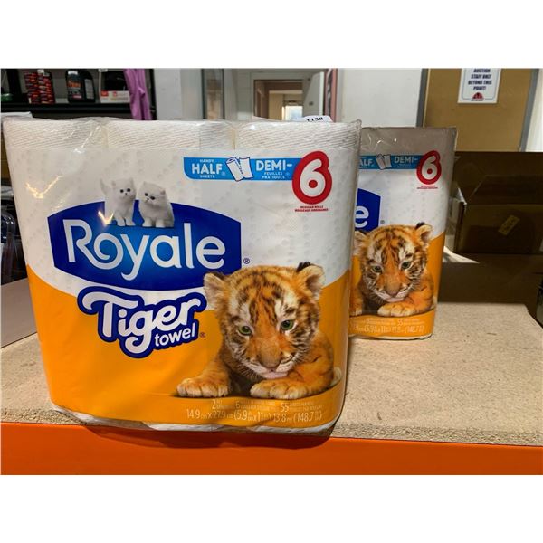 Royale Tiger Towel 6 Regular Rolls Lot of 2