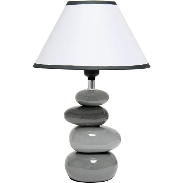Simple Designs LT3052-GRY Stacked Stone Shades of Gray Ceramic Table Lamp