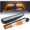 Image 1 : Xprite Amber White Emergency Strobe Light Bar Visor Sunshield Windshield Deck Dash Hazard Warning Fl