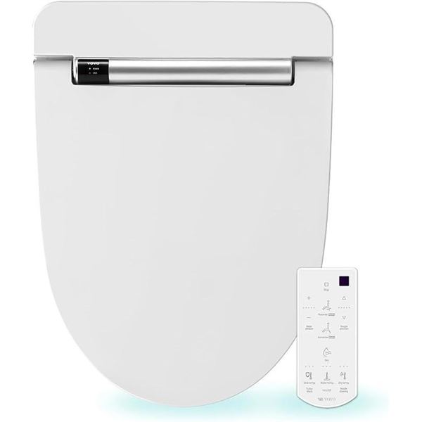 VOVO VB-4000SE Elongated Bidet Toilet Seat, Warm Water, LED Light, Heated Seat, White, Deodorizer, D