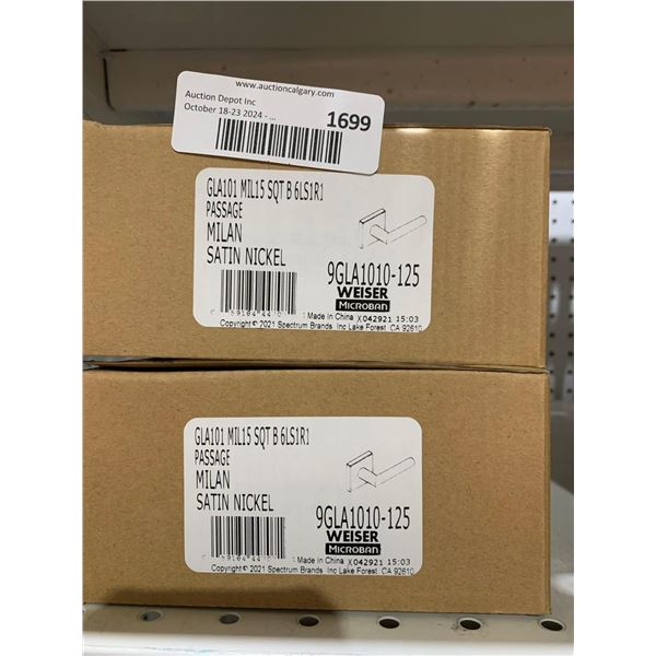 Weiser Passage Milan Satin Nickle Door Handles Lot of 2