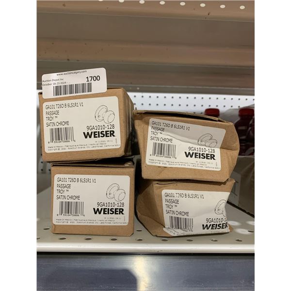 Weiser Passage Troy Satin Chrome Door Handle Set of 4