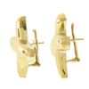 Image 4 : 14k Yellow Gold Large Hammered Polished Finish X Statement Omega Earrings