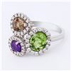 Image 2 : 3.80 ctw Multi-Color Sapphire and 0.56 ctw Diamond 18K White Gold Ring