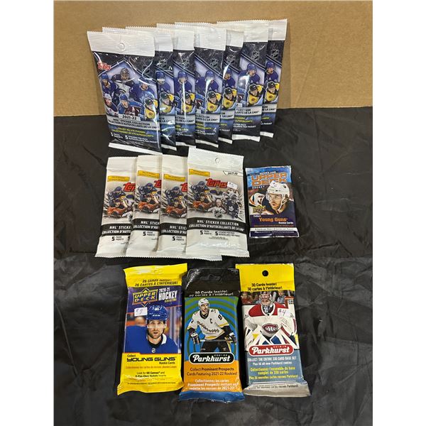 Lot of 15 Sealed Sports Cards And Stickers