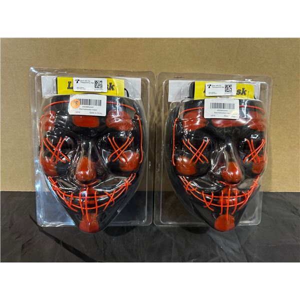 Lot of 2 LED Red Halloween Face Masks