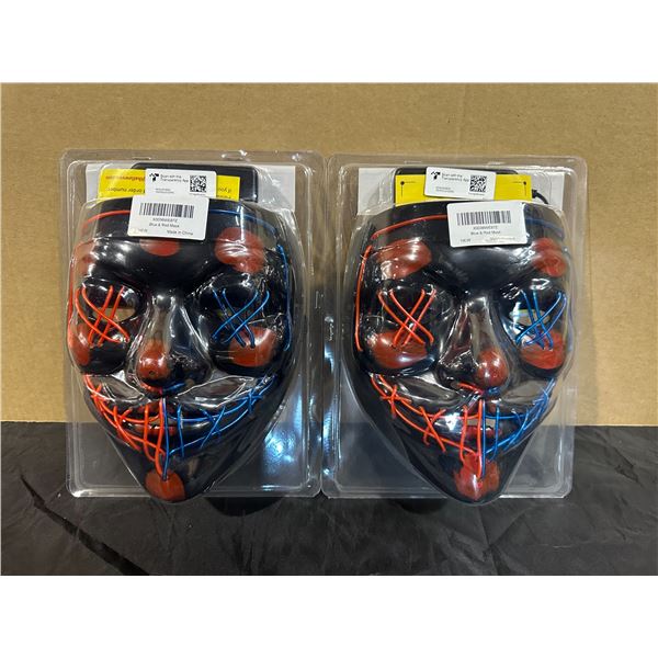 Lot of 2 LED Blue & Red Halloween Face Masks