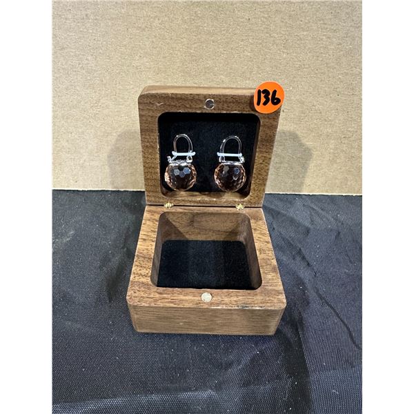 Ball Dangle Earrings With Wooden Magnetic Box