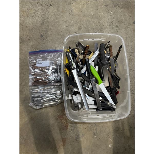 Lot of 35 Pounds Of Cutlery / Knives Etc / Used