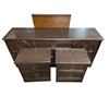 Image 2 : Vintage wooden mahogany dresser/cabinet (approx 69in W x 18in L x 31in H w/ 2 nightstands (approx 22