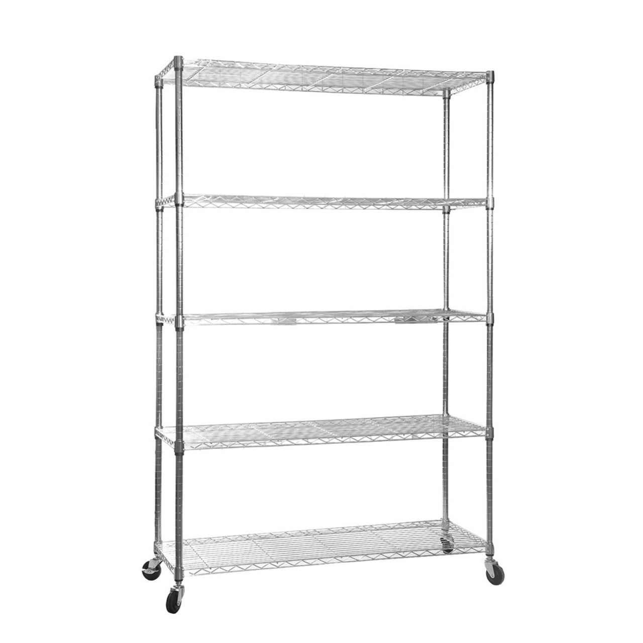 Stainless steel rolling rack 5 shelves w/ casters (approx 47in x 18in x ...
