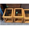Image 3 : 3 pc - glasstop coffee table w/ 2 side table (coffee table approx 15in L x 2ft D x 18in)