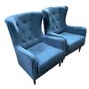 Image 2 : Group of 2 blue tufted armchairs