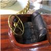 Image 2 : Vintage wood brass model boat - approx. 38in length x 10in x 6 1/2in
